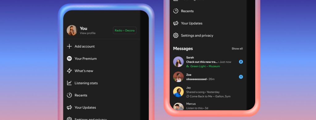 Spotify Messages features